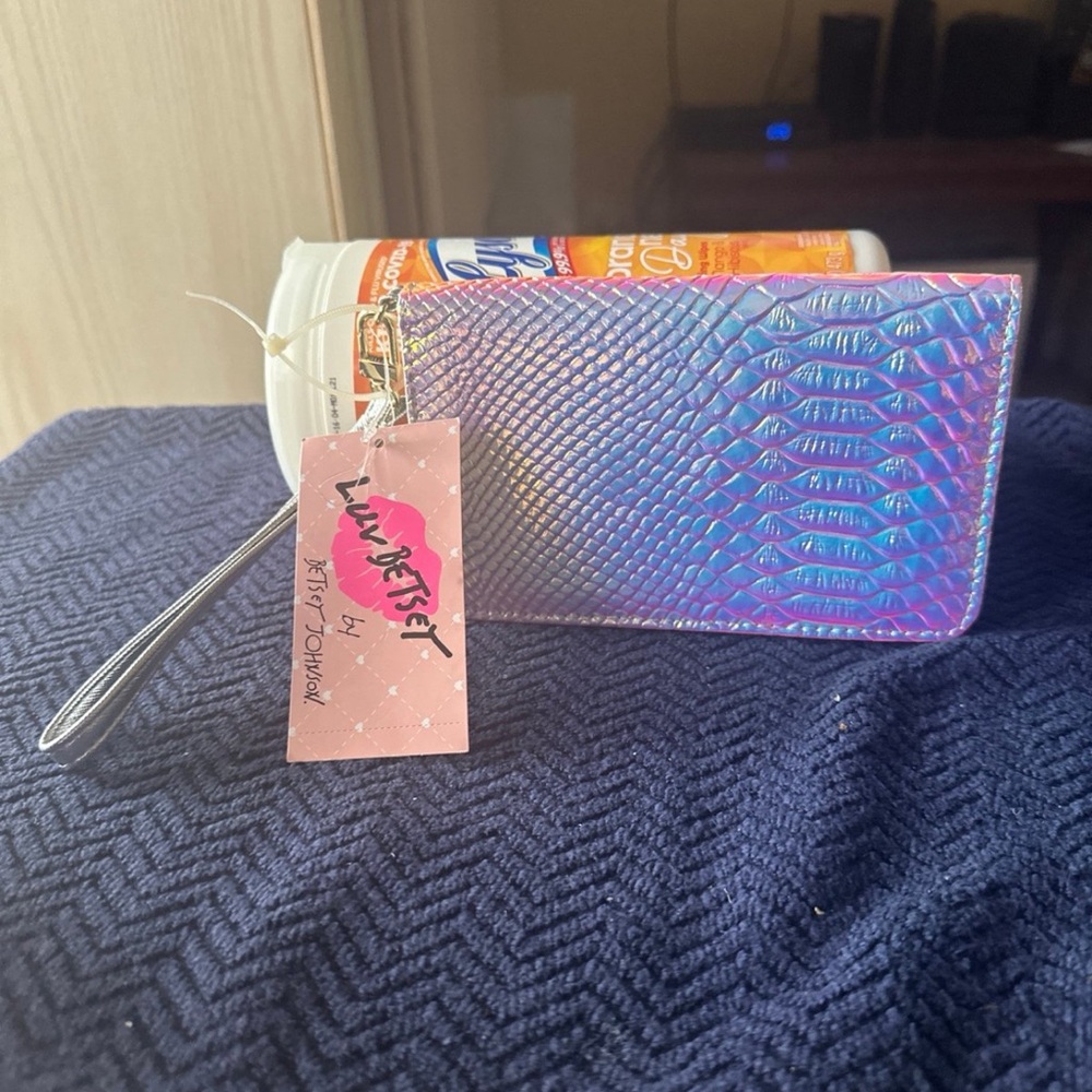 Betsey Johnson  sliver wristlet snake skin print